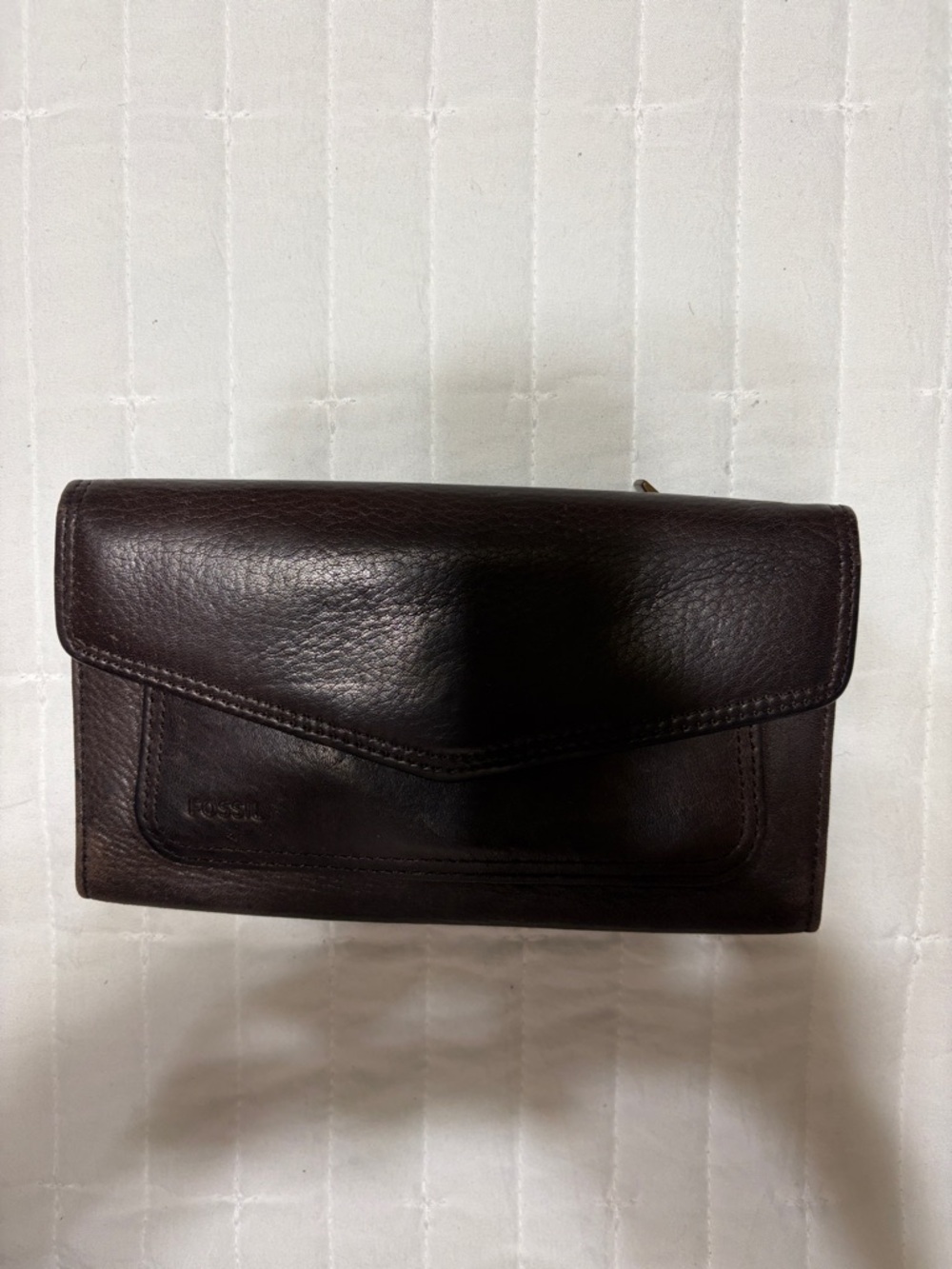 Vintage Fossil brown checkbook organizer wallet